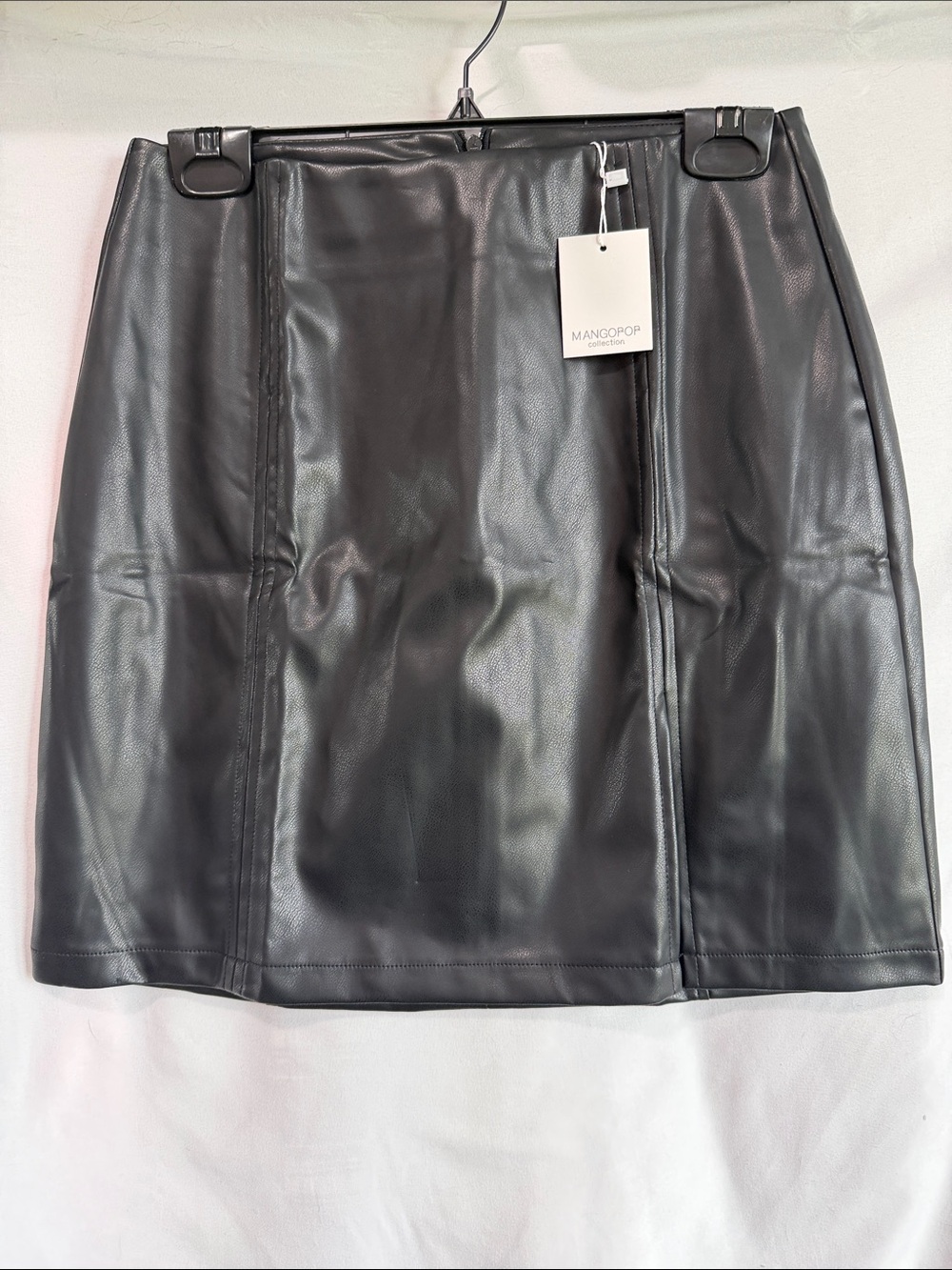 MangoPop Black Faux Leather Mini Skirt